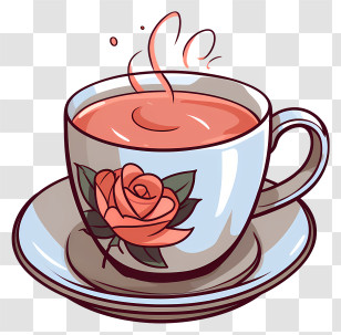 Coffee Cup - Rose-Design Tea In Elegant Cup Transparent PNG
