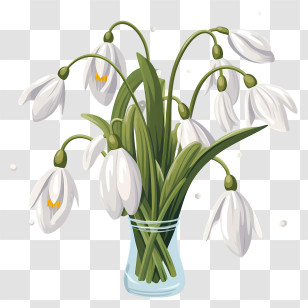 Glass Vase - Snowdrop Flowers In Clear Vase Transparent PNG