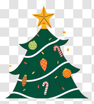 Christmas Tree - Christmas Tree With Star Topper And Ornaments Transparent PNG