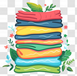 Stack Of Clothes - Stack Of Colorful Towels With Decorative Background Transparent PNG