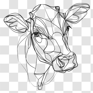 One Line Cow - Cow Line Art Drawing Transparent PNG