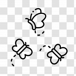 Butterfly - Three Butterflies In Minimalist Line Art Transparent PNG