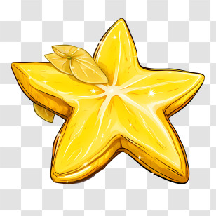 Starfruit - Bright Yellow Star Fruit Illustration Transparent PNG