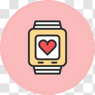 Flat Line Valentines Elements - Smartwatch With Heart Icon Transparent PNG