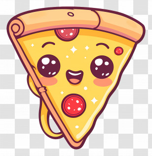 Cartoon Pizza - Smiling Pizza Slice Cartoon Transparent PNG