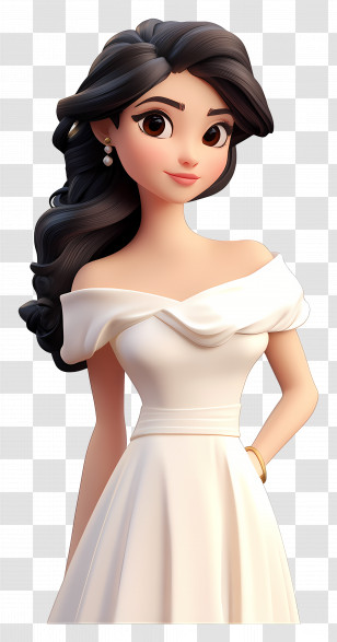 3d Elegant Woman - Elegant Woman In White Dress Transparent PNG