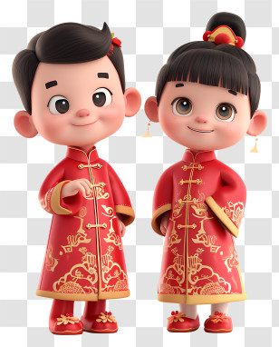 Grilled Lamb Chops - Cartoon Children In Traditional Chinese Outfit Transparent PNG