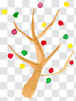 Watercolor Painting - Tree With Colorful Leaves Transparent PNG