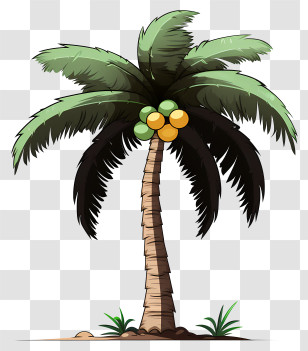 Sketch Style Coconut Tree - Palm Tree With Coconuts Illustration Transparent PNG
