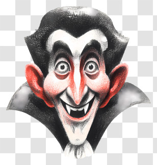 Dracula Head - Cartoon Vampire With Fangs Transparent PNG