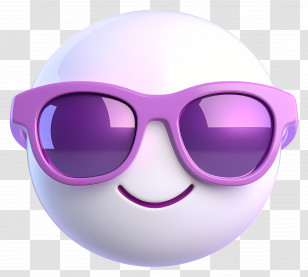 Sunglasses Emoji - Cool Smiley Face With Purple Sunglasses Transparent PNG