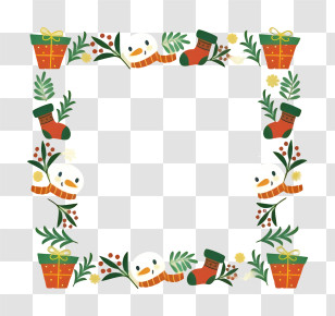 Christmas Ornaments - Christmas Themed Frame With Decorations Transparent PNG