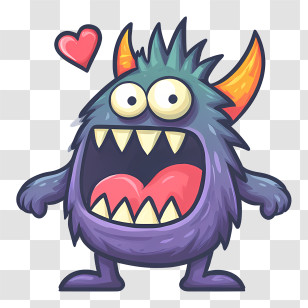 Happy Monster - Purple Monster With Heart Transparent PNG