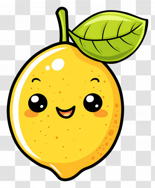 Lemon Kawaii - Cute Smiling Lemon Cartoon Transparent PNG