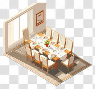 Dining Room - Elegant Dining Table Setup Transparent PNG