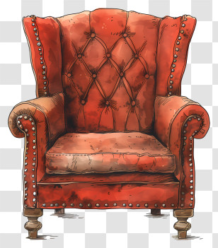 Rich Chair - Luxurious Red Armchair With Tufted Upholstery Transparent PNG