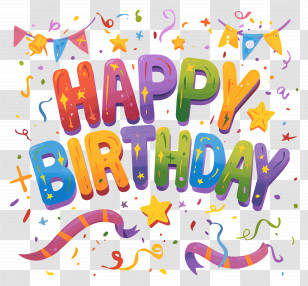 Happy Birthday - Happy Birthday Text With Colorful Decorations Transparent PNG
