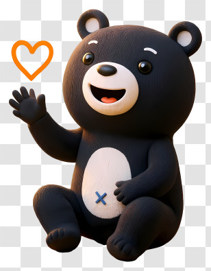 Bear Mascot Celebrating Christmas - Cute Plush Bear Waving Heart Transparent PNG