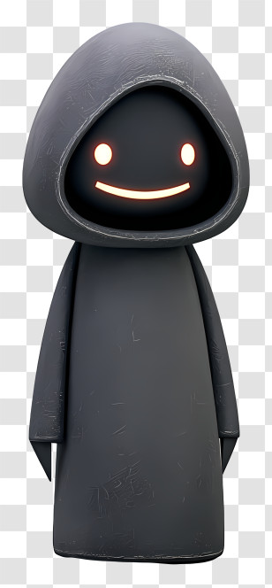 Dark Hooded Ghost - Cute Hooded Figure With Smile Transparent PNG