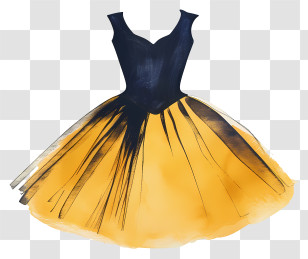 Tutu Ballet Dress - Elegant Yellow And Black Dress Transparent PNG