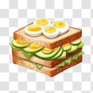 Sandwitch - Avocado And Boiled Egg Sandwich Transparent PNG