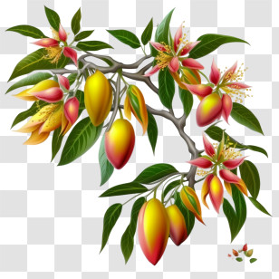 Mango Branch
 - Mango Fruits And Flowers On Branch Transparent PNG