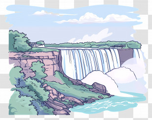 Niagara Falls - Scenic Waterfall Landscape Illustration Transparent PNG