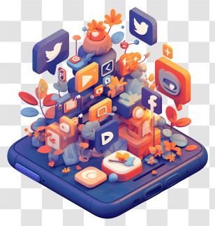 Social Media - Social Media Icons On Smartphone Transparent PNG