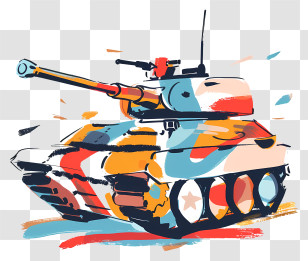 Colorful Tank Illustration - Colorful Artistic Tank Illustration Transparent PNG
