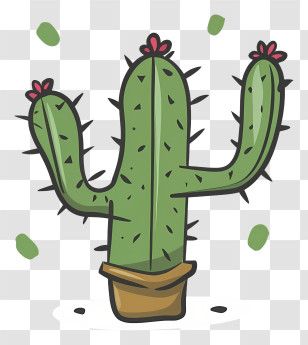 Green Cactus Plant - Cartoon Illustration Of A Cute Potted Cactus Transparent PNG