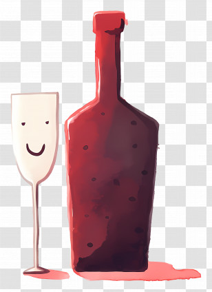 Wine Bottle And Glass - Wine Bottle And Glass Illustration Transparent PNG