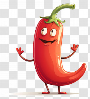 Chili Pepper - Cartoon Chili Pepper With Happy Expression Transparent PNG