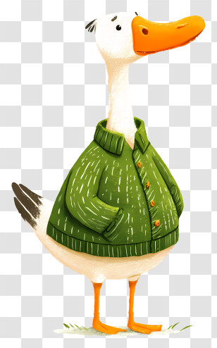 Goose In Green Sweater - Duck Wearing A Green Jacket Transparent PNG