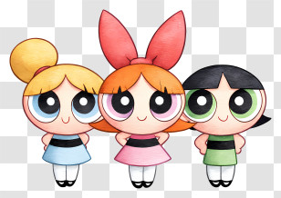 The Powerpuff Girls - Cute Cartoon Girl Trio Transparent PNG