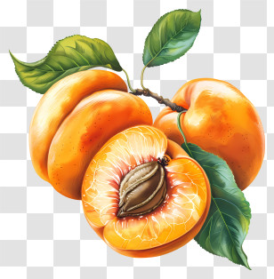 Apricots - Apricot Fruit With Leaf And Pit Illustration Transparent PNG