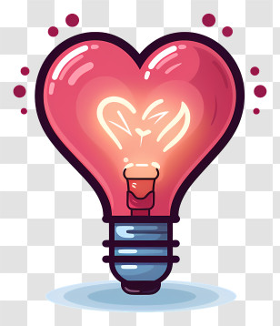 Light Bulb - Glowing Heart-Shaped Light Bulb Art Transparent PNG