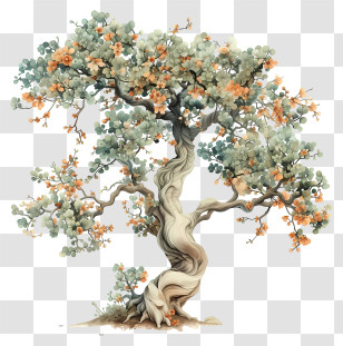 Architecture Tree - Artistic Tree With Flowers On Branches Transparent PNG