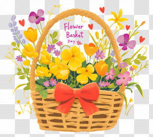 Flower Basket Day - Colorful Flower Basket For Flower Basket Day Transparent PNG