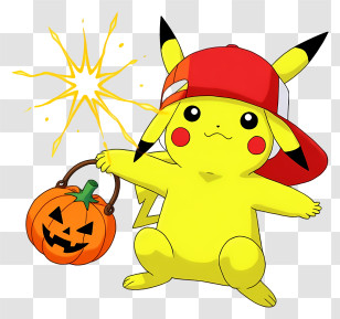 Halloween Pikachu - Pikachu With Halloween Pumpkin Transparent PNG