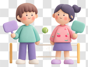 Playing Tennis Match - Cute Kids Playing Ping-Pong Transparent PNG