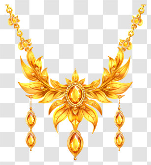 Gold Necklace - Luxurious Golden Necklace Transparent PNG