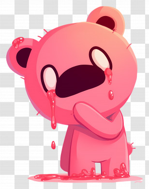 Gloomy Bear - Dripping Pink Bear Illustration Transparent PNG
