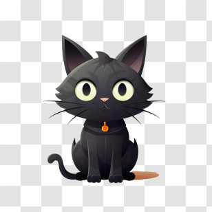 Halloween
 - Cute Black Cat Cartoon Illustration Transparent PNG