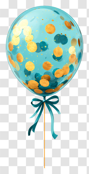 Teal Confetti Balloon - Blue Confetti Party Balloon Illustration Transparent PNG