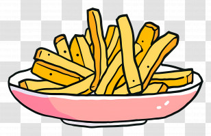 French Fries - Cartoon Plate Of French Fries Transparent PNG