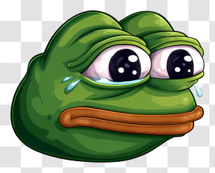 Pepe The Frog - Sad Green Frog With Tears Transparent PNG
