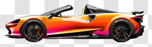 Mclaren Elva - Dynamic Orange Convertible Car Illustration Transparent PNG