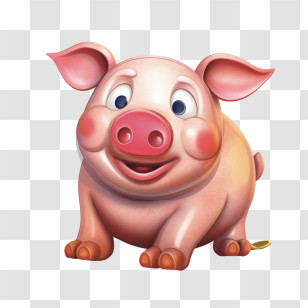 Piggy Bank - Adorable Cartoon Pig Character Transparent PNG