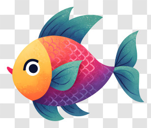 Kawaii Tropical Fish - Colorful Fish With Vibrant Scales Transparent PNG