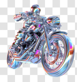 Motorcycle Rider - Chrome Motorcycle With Rider Transparent PNG